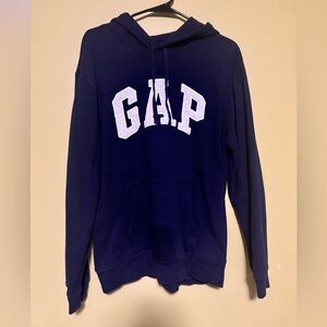 GAP Men's Logo Fleece Hooded Sweatshirt Navy Adult Large